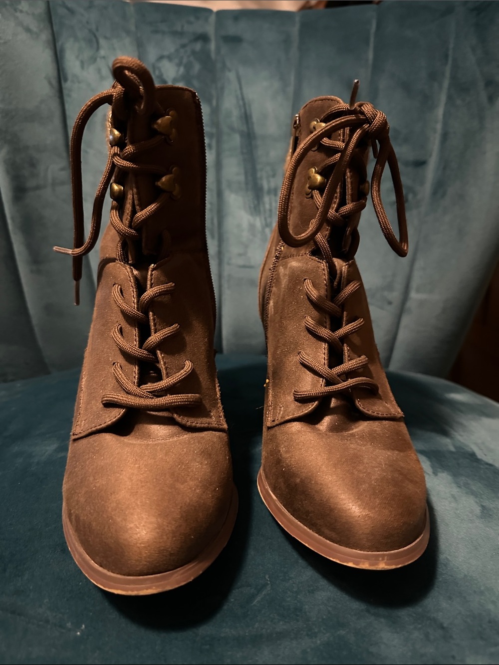 XOXO Chocolate Brown Lace-Up Ankle Boots